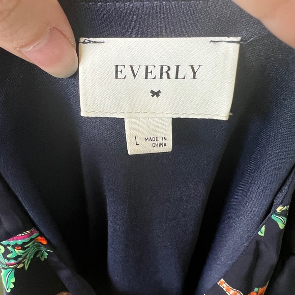 Everly Womens Navy Blue Long Sleeve Floral Paisley Dress Large - Picture 9 of 9